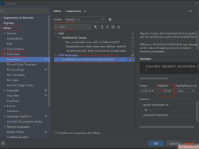 【IntelliJ IDEA】实现Serializable序列化接口,提示生成serialVersionUID